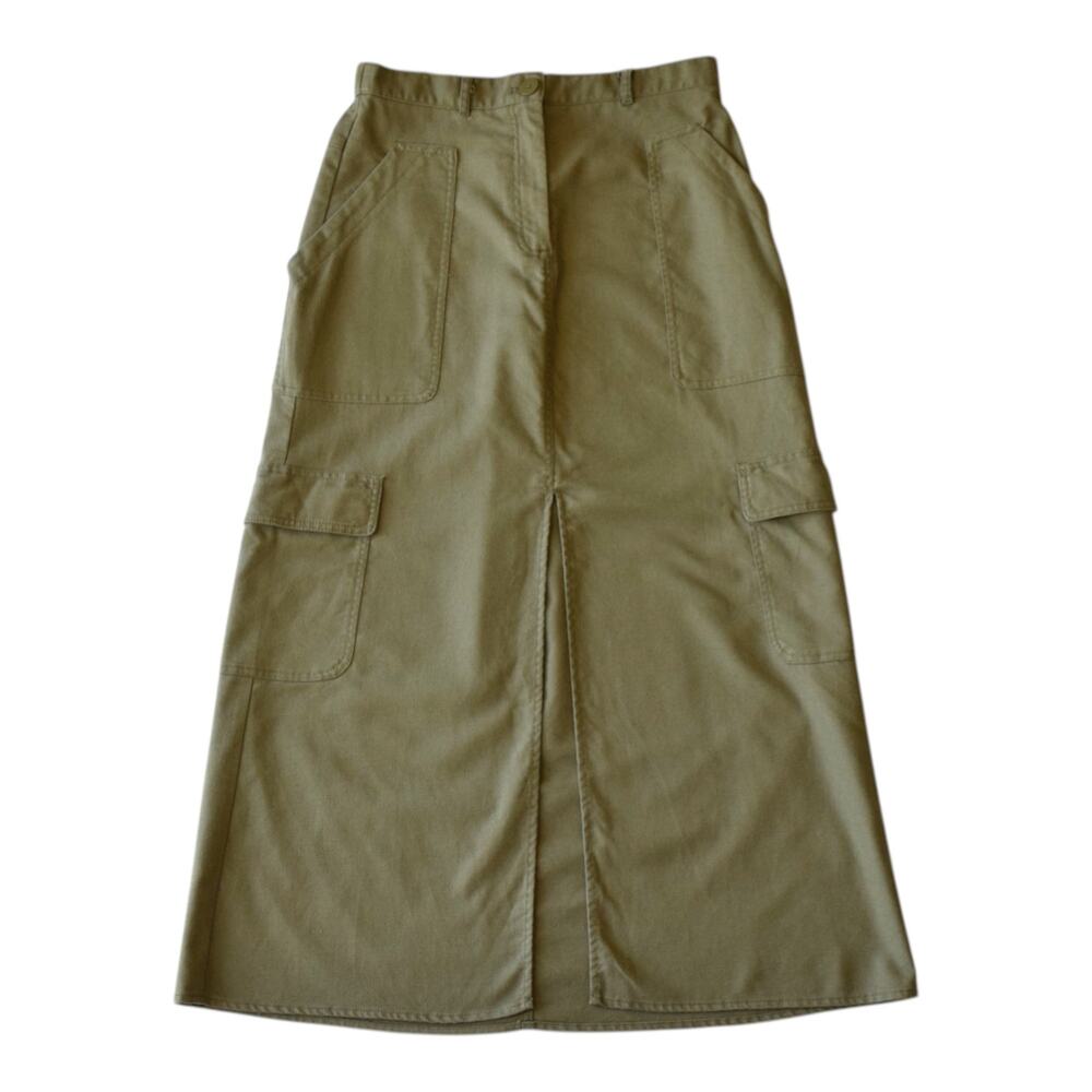 Max Studio Olive Green Maxi Skirt with Cargo Pockets